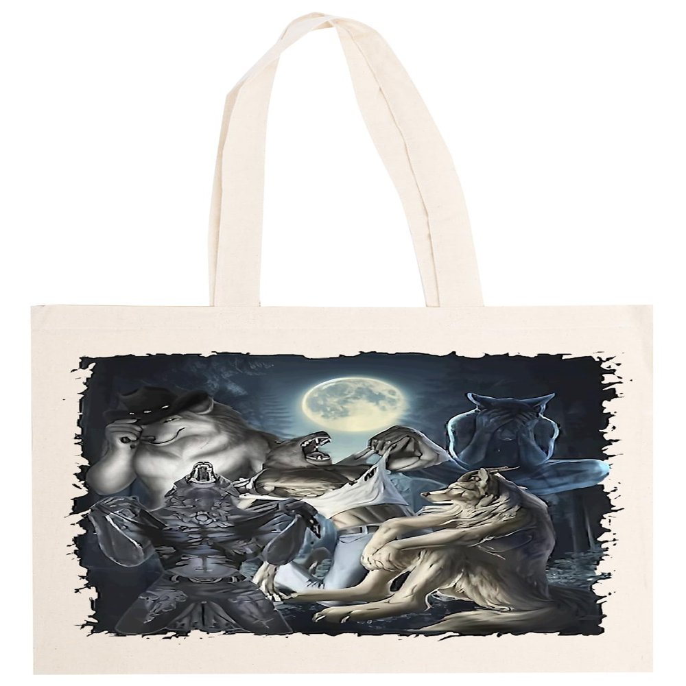 Kwantees Wolf Tearing Shirt Meme Funny Unisex Beige Tote Bag