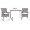 vidaXL 3-Piece Outdoor Dining Set with Cushions Black Poly Rattan and Acacia view 3