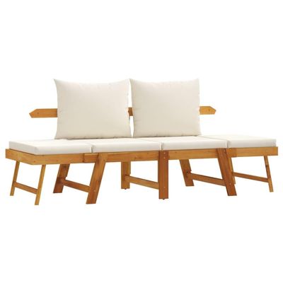 vidaXL 2-in-1 Garden Bench with Cushion, Solid Acacia Wood