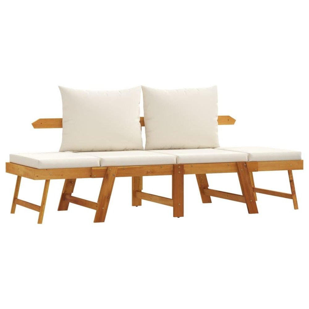 vidaXL 2-in-1 Garden Bench with Cushion, Solid Acacia Wood