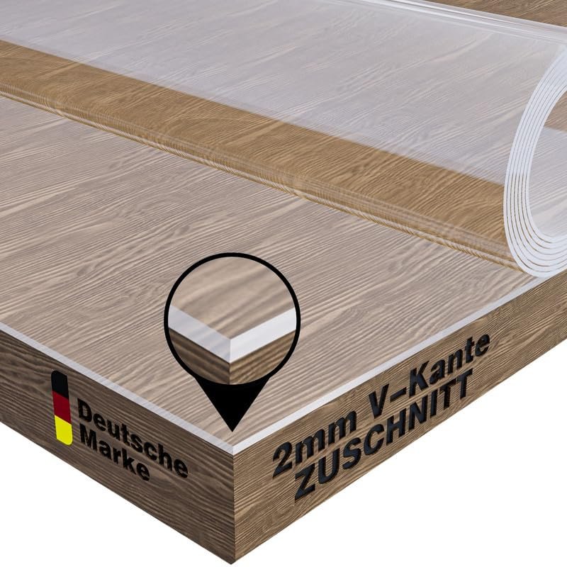 NURPELLE Transparent 2 mm PVC Table Protector with Beveled Edges, 80 x 90 cm