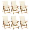 6 Foldable Solid Acacia Wood Garden Chairs with Cushions view 1