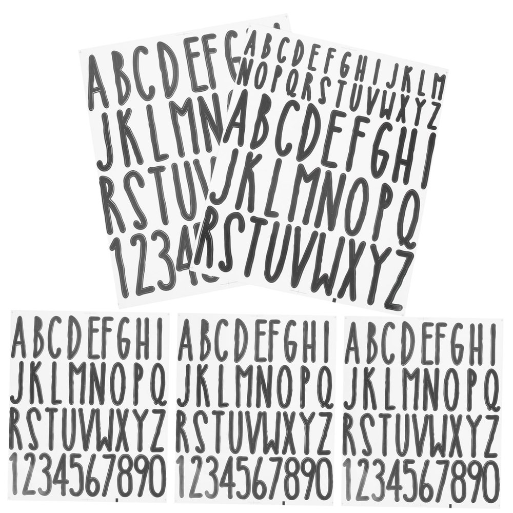 Artibetter Self-Adhesive Black PVC Mailbox Number Stickers, 5 Sheets, Water- and Weather-Resistant