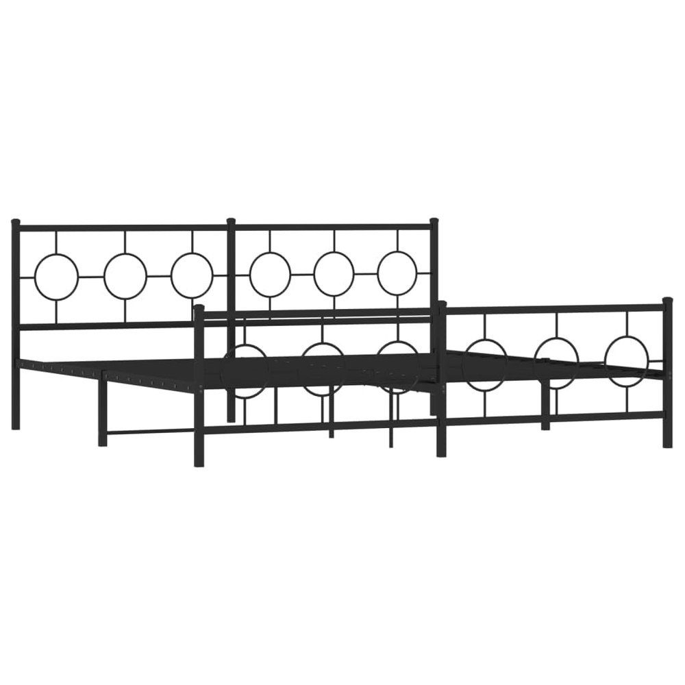 vidaXL Bed Frame with Headboard and Footboard Metal Black 200 x 200 cm