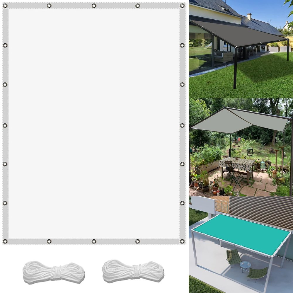 Waterproof Sun Shade Sail Fabric, 2.9 x 3.6 m, White