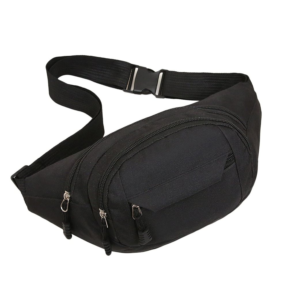 Men's Phone Waist Bag for Running and Sports, Multifunctional Canvas Hip Pack, Large Capacity, Black, One Size