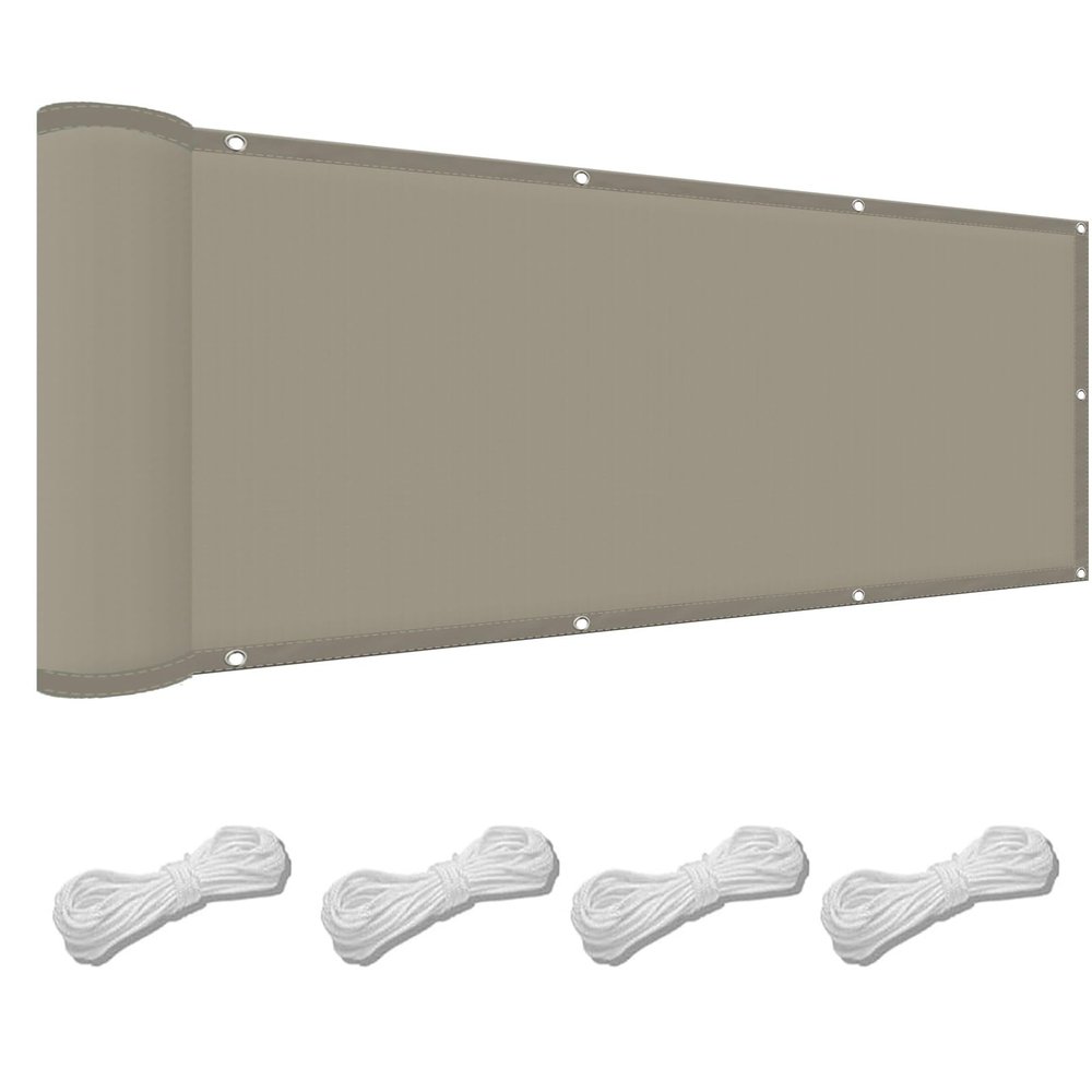 Sun Shade Sail 150 x 350 cm, Khaki, PES UV-Protection Fabric with Rope