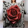 PAZZK Pink Flannel Throw Blanket, Soft Fleece Sofa Blanket, 140 x 180 cm view 1