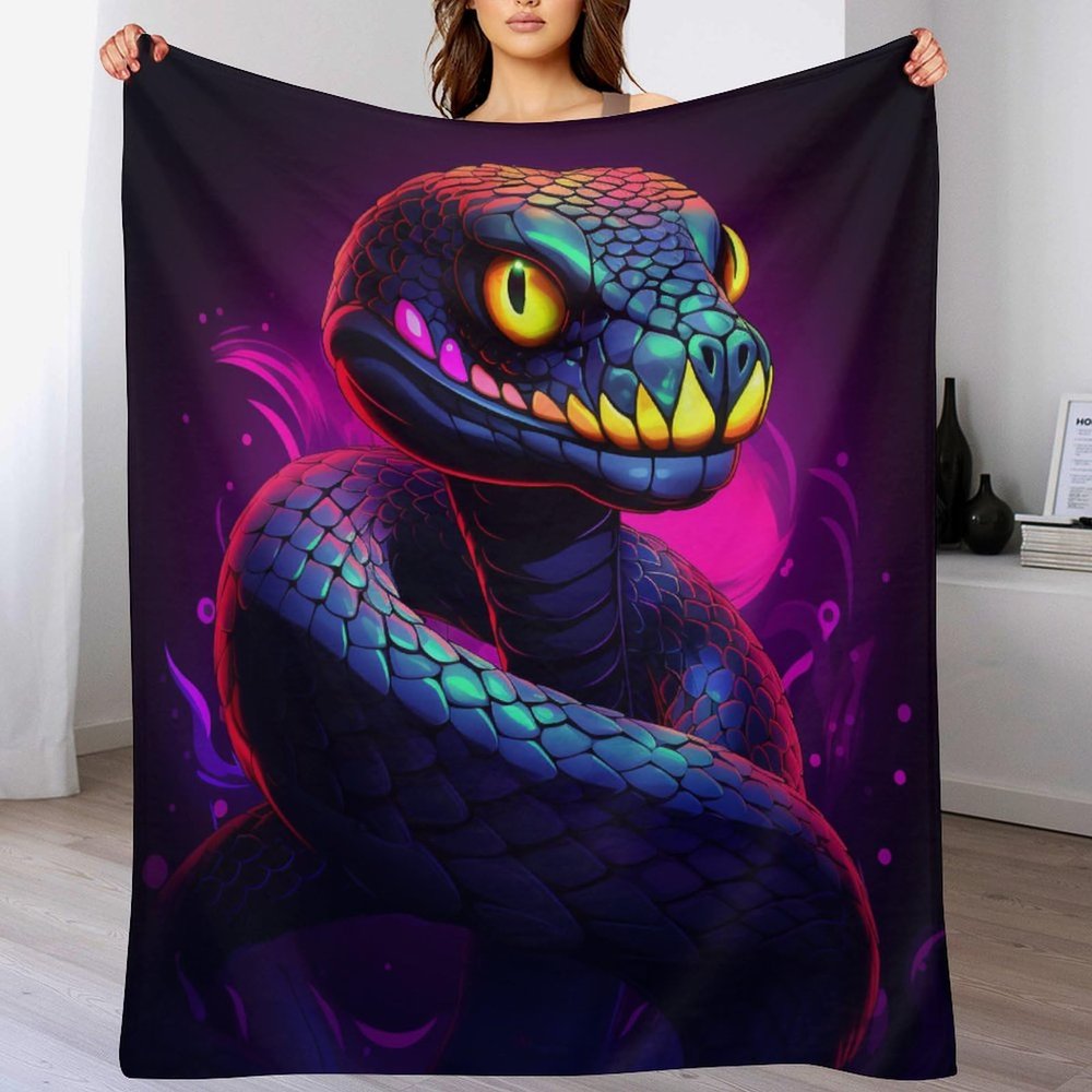 Snake Plush Flannel Throw Blanket, 100 x 130 cm