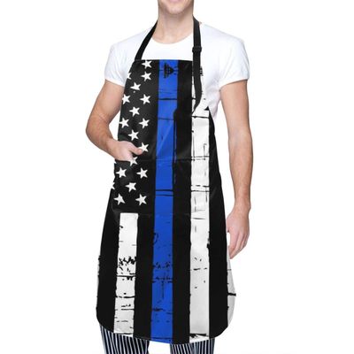 Lrtyuasq Artist Painting Apron with 2 Pockets, Painter Apron, Gifts for Women and Men, Butterfly Apron, Blue Lives Matter, One Size
