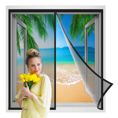 Magnetic Fly Screen Curtain for Windows, 70 x 90 cm, Black, Reinforced