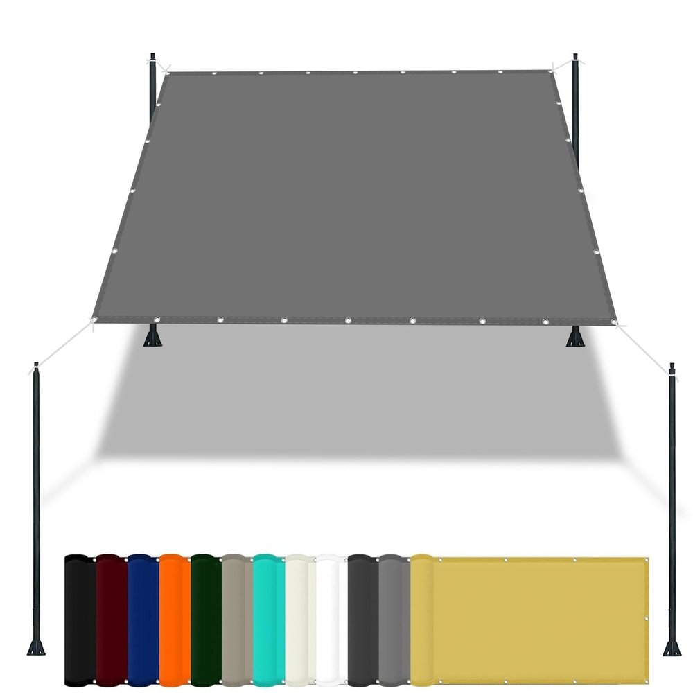 Rectangular Sun Shade Sail 2 x 4 m, Waterproof, UV-Protective Polyester, Light Gray