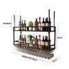 Adjustable Hanging Ceiling Wine Rack with Glass Holder view 2