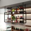 Adjustable Hanging Ceiling Wine Rack with Glass Holder view 4