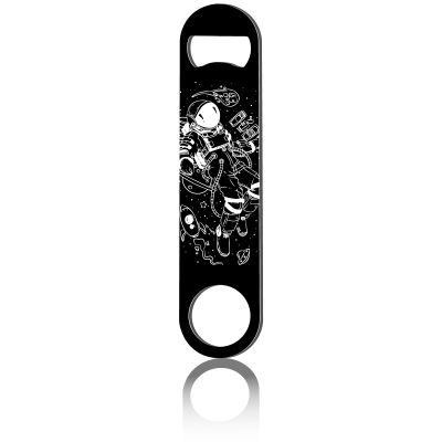 CREATCABIN Spaceman Flat Bottle Opener, Stainless Steel, Black, 17.8 x 4 cm