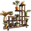 Multi-Tier Decorative Balcony Plant Stand with Wheels view 1