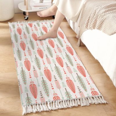 Viusneun Boho Cotton Rug with Tassels, 60 x 90 cm, Washable