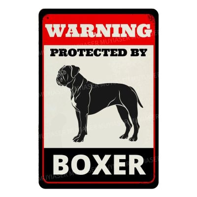 MUYIASER “Beware of Dog” Warning Sign, “Warning Protected by Boxer,” Aluminum Metal Sign