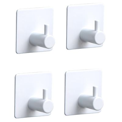 Modern Brushed Stainless Steel Towel Bar with Hooks, Shelf, and Adhesive Mount