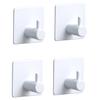 Modern Brushed Stainless Steel Towel Bar with Hooks, Shelf, and Adhesive Mount view 1