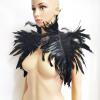 SHINROAD Halloween Faux Feather Shoulder Wrap Scarf, Adjustable Gothic Collar, Black view 2