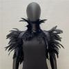 SHINROAD Halloween Faux Feather Shoulder Wrap Scarf, Adjustable Gothic Collar, Black view 3