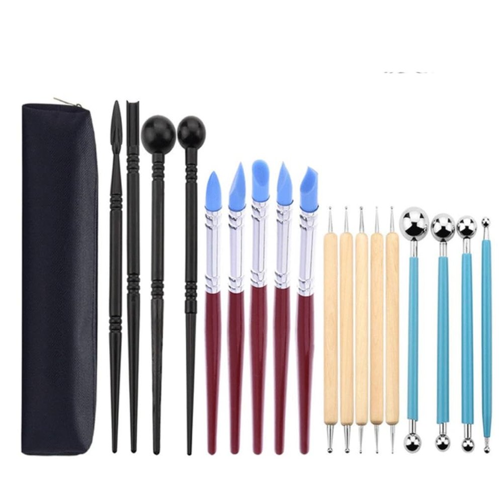 JKJZSALJ 19-Piece Wood and Ceramic Sculpting Tool Set
