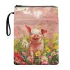 Xoenoiee Book Sleeve with Cute Pig Floral Print and Zipper view 1