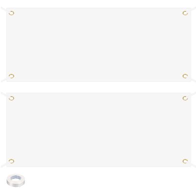 PATIKIL Large White Blank Banners, 2 x 5 ft, 2-Piece Set