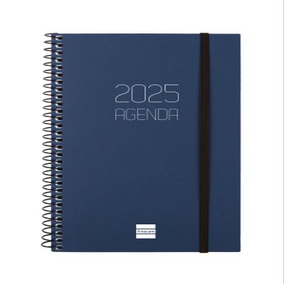 Finocam 2025 Weekly Planner, Spiral-Bound, Opaque, Landscape, Spanish, Blue