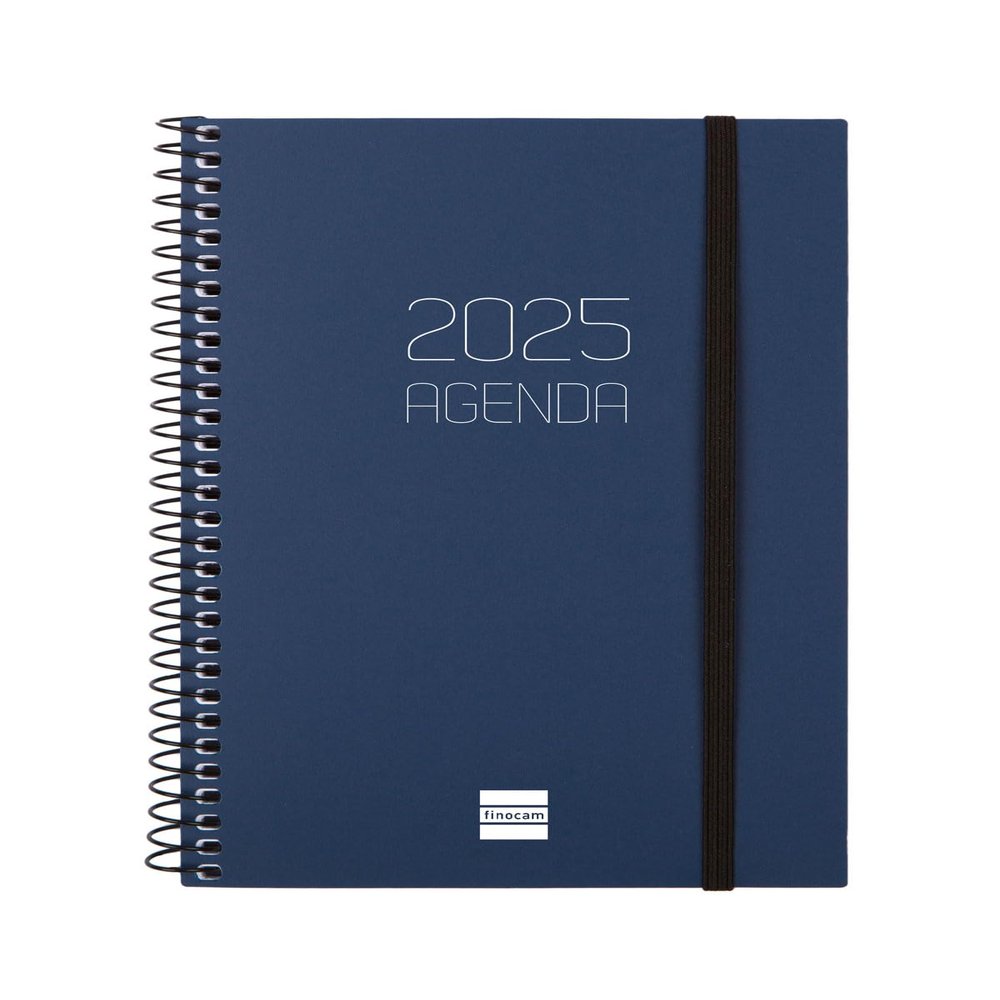 Finocam 2025 Weekly Planner, Spiral-Bound, Opaque, Landscape, Spanish, Blue