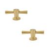 Vintage Cabinet and Drawer Pulls, 2-Piece Set, Solid Brass, Single-Hole, Gold Retro, 68 mm view 1