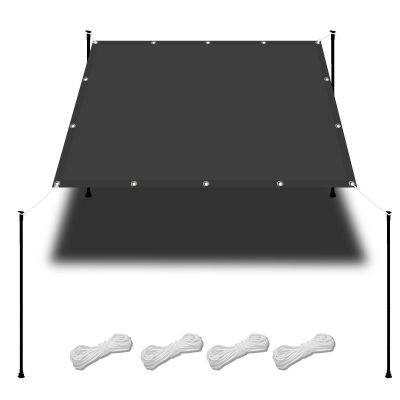Waterproof Sun Shade Sail with Rope, 2.9 x 6 m, Dark Gray