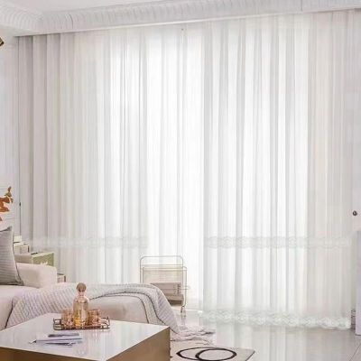 Homxi 2-Piece White Voile Lace Curtain Set, 107W x 244H cm Each, Grommet Top