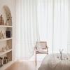 Homxi 2-Piece White Voile Lace Curtain Set, 107W x 244H cm Each, Grommet Top view 2