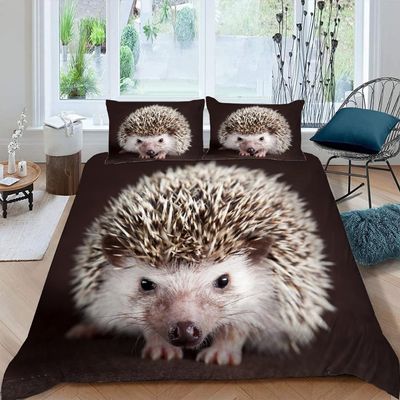 VULORA Hedgehog Duvet Cover Set 135 x 200 cm, 100% Microfiber, Zipper, 3D Animal Print