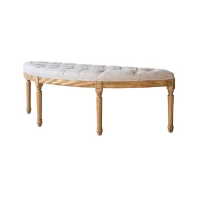 HASMI Bedroom Ottoman, Rustic Vintage Oak Curved Bench