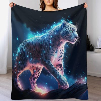 Leopard Flannel Sofa Throw Blanket, Fuzzy Couch Blanket, 59 x 79 in