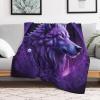 PAZZK Wolf Throw Blanket for Bed, Sofa, and Couch, Flannel Print, 3D Wolf Pattern, Fleece Plush Blanket, 150 x 200 cm view 2