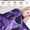 PAZZK Wolf Throw Blanket for Bed, Sofa, and Couch, Flannel Print, 3D Wolf Pattern, Fleece Plush Blanket, 150 x 200 cm view 3
