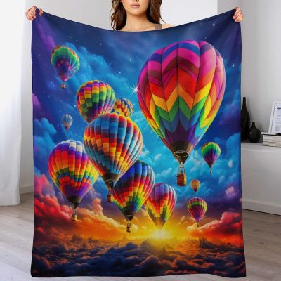 Soft Cozy Hot Air Balloon Flannel Fleece Throw Blanket, 140 x 180 cm