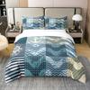Loussiesd Ocean Nautical 100% Cotton Duvet Cover Set, 155 x 220 cm, Geometric Stripe Design, 1 Pillowcase view 1