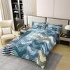 Loussiesd Ocean Nautical 100% Cotton Duvet Cover Set, 155 x 220 cm, Geometric Stripe Design, 1 Pillowcase view 2