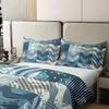 Loussiesd Ocean Nautical 100% Cotton Duvet Cover Set, 155 x 220 cm, Geometric Stripe Design, 1 Pillowcase view 4