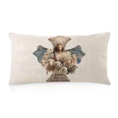 WSDESDEC Love Them Anyway Rectangular Pillow Cover, Double-Sided Printed, Cotton-Linen, Aztec Pattern, 12 x 20 in