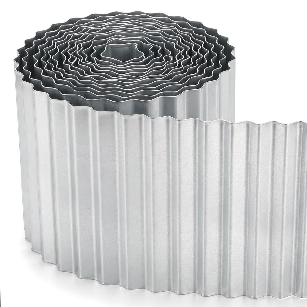JonesHouseDeco 6 m Galvanized Metal Lawn Edging, Flexible Lawn Stopper Roll, H25.4 cm