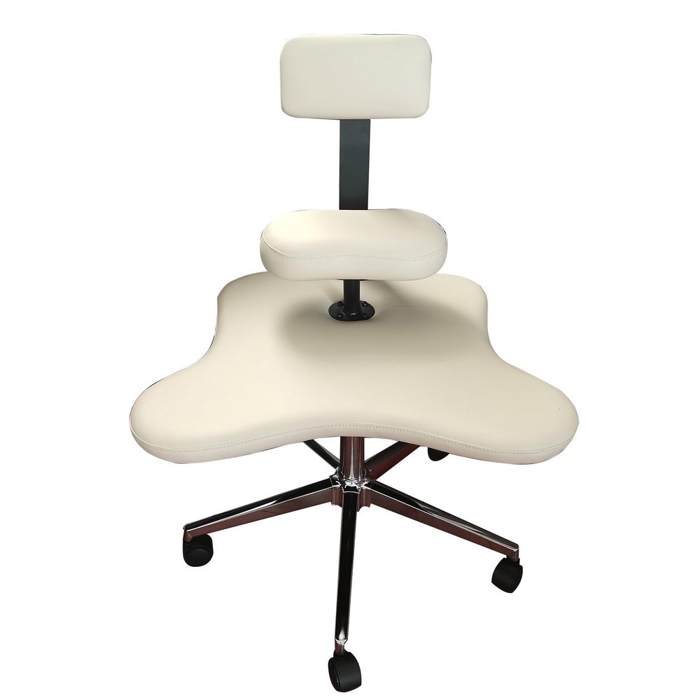 YUGXTH Ergonomic Kneeling Chair with Back Support, Adjustable Leather Knee Stool, White