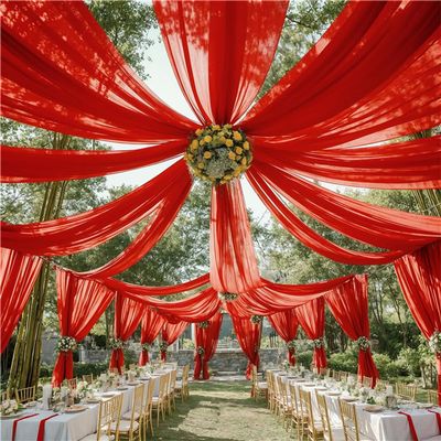 Mateju Red Chiffon Wedding Ceiling Drape, 73 x 600 cm, 1 Panel