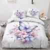 zcwl Butterfly Duvet Cover Set 200 x 200 cm, Watercolor Flowers, 3-Piece Reversible Bedding view 1