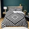 CozyRest 3-Piece Reversible Duvet Cover Set, 180 x 200 cm, Black-and-White 3D Stripe Pattern view 1